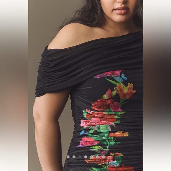 Anthropologie NWT AFRM Off-The-Shoulder Slim
Mesh Mini Dress size S. - Picture 7 of 16